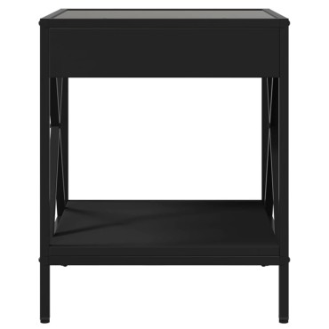 vidaXL Τραπεζάκι Σαλονιού Άπειρο Φως LED Μαύρο 40x40x49cm 1 τεμ.