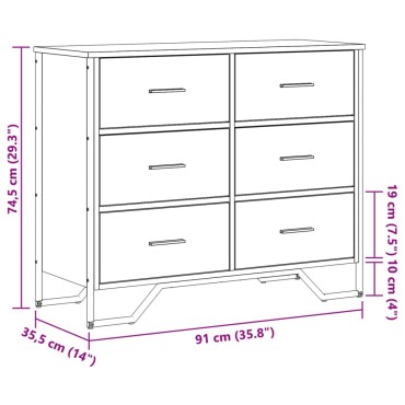 vidaXL Συρταριέρα Μαύρη 91x35,5x74,5cm από Επεξεργασμένο Ξύλο 1 τεμ.