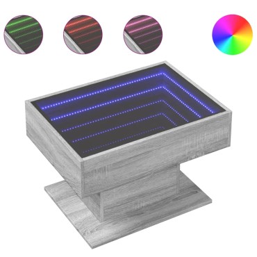vidaXL Τραπεζάκι Σαλονιού με LED Γκρι 70x50x45cm Επεξεργασμένο Ξύλο 1 τεμ.