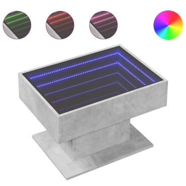 vidaXL Τραπεζάκι Σαλονιού με LED Γκρι 70x50x45cm Επεξεργασμένο Ξύλο 1 τεμ.