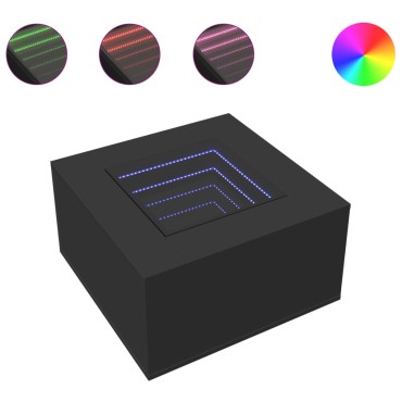 vidaXL Τραπεζάκι Σαλονιού με LED Μαύρο 60x60x40cm Επεξεργασμένο Ξύλο 1 τεμ.