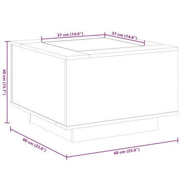 vidaXL Τραπεζάκι Σαλονιού με LED Μαύρο 60x60x40cm Επεξεργασμένο Ξύλο 1 τεμ.