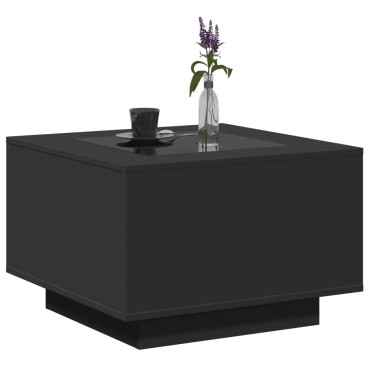vidaXL Τραπεζάκι Σαλονιού με LED Μαύρο 60x60x40cm Επεξεργασμένο Ξύλο 1 τεμ.