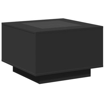 vidaXL Τραπεζάκι Σαλονιού με LED Μαύρο 60x60x40cm Επεξεργασμένο Ξύλο 1 τεμ.