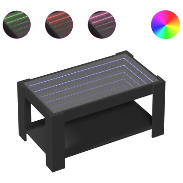 vidaXL Τραπεζάκι Σαλονιού με LED Μαύρο 93x53x45cm Επεξεργασμένο Ξύλο 1 τεμ.