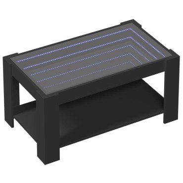 vidaXL Τραπεζάκι Σαλονιού με LED Μαύρο 93x53x45cm Επεξεργασμένο Ξύλο 1 τεμ.