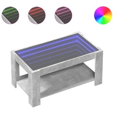 vidaXL Τραπεζάκι Σαλονιού με LED Γκρι 93x53x45cm Επεξεργασμένο Ξύλο 1 τεμ.