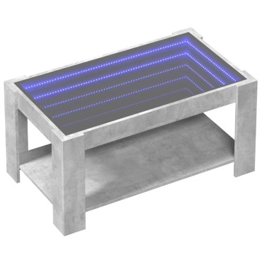 vidaXL Τραπεζάκι Σαλονιού με LED Γκρι 93x53x45cm Επεξεργασμένο Ξύλο 1 τεμ.