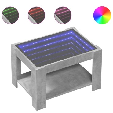 vidaXL Τραπεζάκι Σαλονιού με LED Γκρι 73x53x45cm Επεξεργασμένο Ξύλο 1 τεμ.