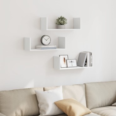 vidaXL Ραφιέρες Τοίχου 3 τεμ. Λευκές 58x18x18cm από Επεξ. Ξύλο