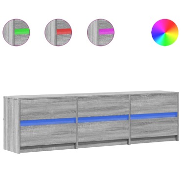 vidaXL Έπιπλο Τηλεόρασης με LED Γκρι Sonoma 180x34x50cm Επεξ. Ξύλο