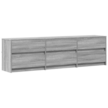 vidaXL Έπιπλο Τηλεόρασης με LED Γκρι Sonoma 180x34x50cm Επεξ. Ξύλο