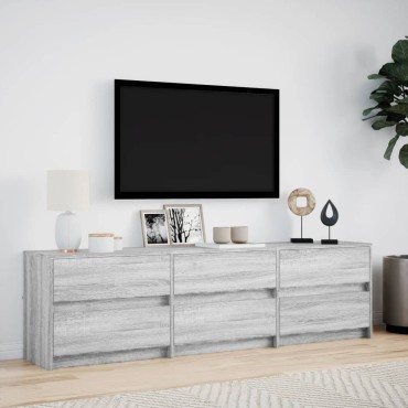 vidaXL Έπιπλο Τηλεόρασης με LED Γκρι Sonoma 180x34x50cm Επεξ. Ξύλο