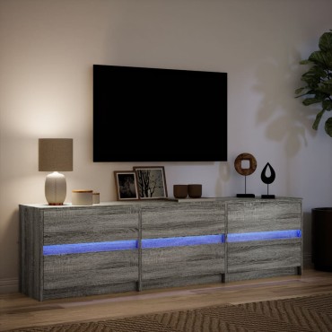 vidaXL Έπιπλο Τηλεόρασης με LED Γκρι Sonoma 180x34x50cm Επεξ. Ξύλο