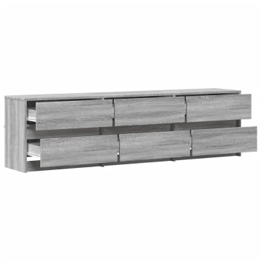 vidaXL Έπιπλο Τηλεόρασης με LED Γκρι Sonoma 180x34x50cm Επεξ. Ξύλο