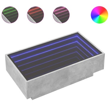 vidaXL Τραπεζάκι Σαλονιού με LED Γκρι 90x50x30cm Επεξεργασμένο Ξύλο 1 τεμ.