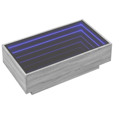 vidaXL Τραπεζάκι Σαλονιού με LED Γκρι 90x50x30cm Επεξεργασμένο Ξύλο 1 τεμ.