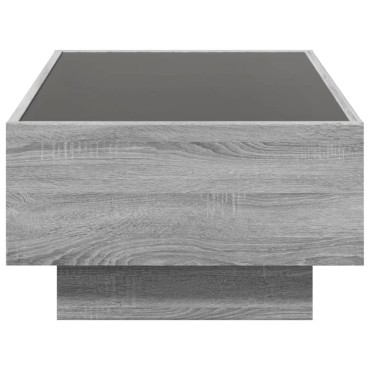 vidaXL Τραπεζάκι Σαλονιού με LED Γκρι 90x50x30cm Επεξεργασμένο Ξύλο 1 τεμ.