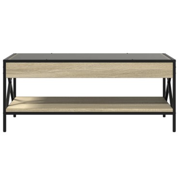 vidaXL Τραπεζάκι Σαλονιού Άπειρο Φως LED Sonoma Δρυς 90x50x38cm 1 τεμ.