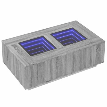 vidaXL Τραπεζάκι Σαλονιού Άπειρο Φως LED Γκρι Sonoma 116x69x40cm 1 τεμ.