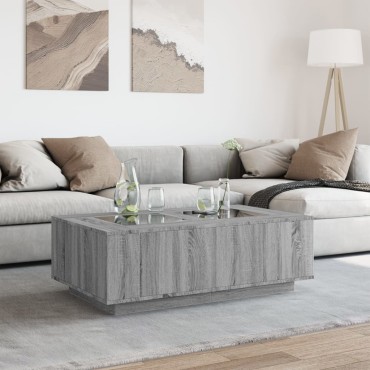 vidaXL Τραπεζάκι Σαλονιού Άπειρο Φως LED Γκρι Sonoma 116x69x40cm 1 τεμ.