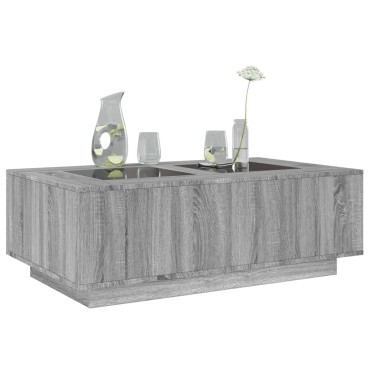 vidaXL Τραπεζάκι Σαλονιού Άπειρο Φως LED Γκρι Sonoma 116x69x40cm 1 τεμ.