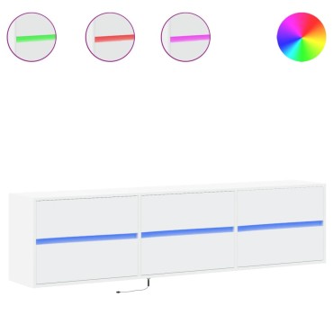 vidaXL Έπιπλο Τοίχου Τηλεόρασης με LED Λευκό 180x31x45cm