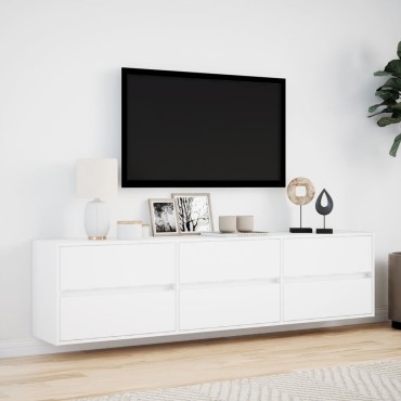 vidaXL Έπιπλο Τοίχου Τηλεόρασης με LED Λευκό 180x31x45cm
