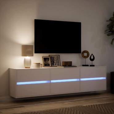 vidaXL Έπιπλο Τοίχου Τηλεόρασης με LED Λευκό 180x31x45cm