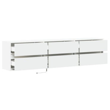 vidaXL Έπιπλο Τοίχου Τηλεόρασης με LED Λευκό 180x31x45cm