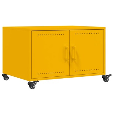 vidaXL Τραπέζι Κήπου Κίτρινο Μουσταρδί 68x50x43,5cm Ατσάλινο 1 τεμ.