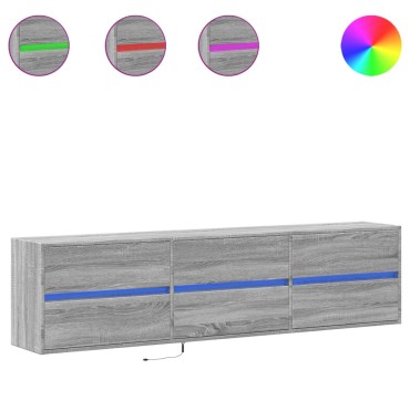 vidaXL Έπιπλο Τοίχου Τηλεόρασης με LED Γκρι Sonoma 180x31x45cm