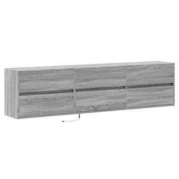 vidaXL Έπιπλο Τοίχου Τηλεόρασης με LED Γκρι Sonoma 180x31x45cm
