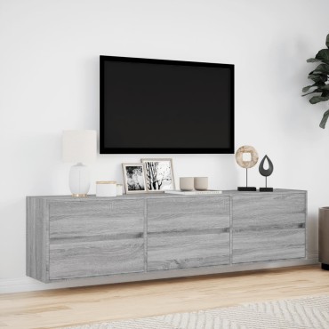 vidaXL Έπιπλο Τοίχου Τηλεόρασης με LED Γκρι Sonoma 180x31x45cm