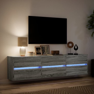 vidaXL Έπιπλο Τοίχου Τηλεόρασης με LED Γκρι Sonoma 180x31x45cm