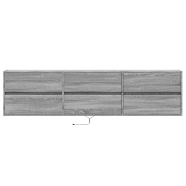 vidaXL Έπιπλο Τοίχου Τηλεόρασης με LED Γκρι Sonoma 180x31x45cm