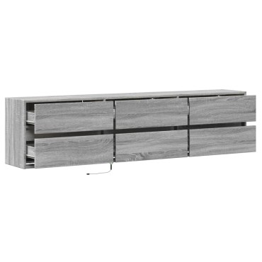 vidaXL Έπιπλο Τοίχου Τηλεόρασης με LED Γκρι Sonoma 180x31x45cm