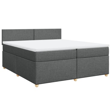vidaXL Κρεβάτι Boxspring με Στρώμα Σκούρο Γκρι 200x200cm Υφασμάτινο 1 τεμ. - Διπλό