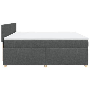 vidaXL Κρεβάτι Boxspring με Στρώμα Σκούρο Γκρι 200x200cm Υφασμάτινο 1 τεμ. - Διπλό