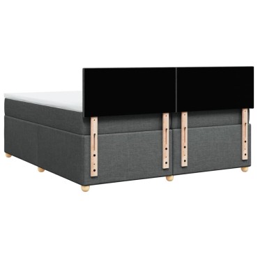 vidaXL Κρεβάτι Boxspring με Στρώμα Σκούρο Γκρι 200x200cm Υφασμάτινο 1 τεμ. - Διπλό