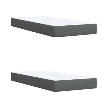 vidaXL Κρεβάτι Boxspring με Στρώμα Σκούρο Γκρι 200x200cm Υφασμάτινο 1 τεμ. - Διπλό