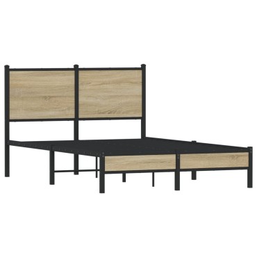 vidaXL Σκελετός Κρεβ. Χωρίς Στρώμα Sonoma Δρυς 120x190cm Μεταλλικό 1 τεμ. - Μονό