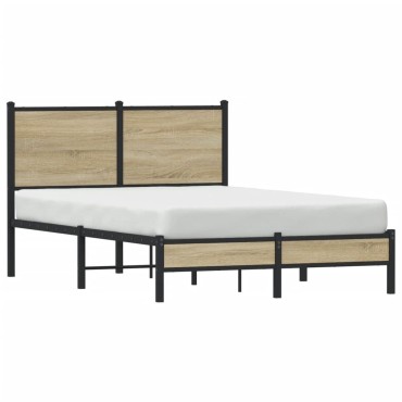 vidaXL Σκελετός Κρεβ. Χωρίς Στρώμα Sonoma Δρυς 120x190cm Μεταλλικό 1 τεμ. - Μονό