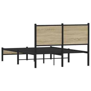 vidaXL Σκελετός Κρεβ. Χωρίς Στρώμα Sonoma Δρυς 120x190cm Μεταλλικό 1 τεμ. - Μονό