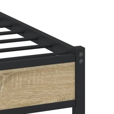 vidaXL Σκελετός Κρεβ. Χωρίς Στρώμα Sonoma Δρυς 120x190cm Μεταλλικό 1 τεμ. - Μονό