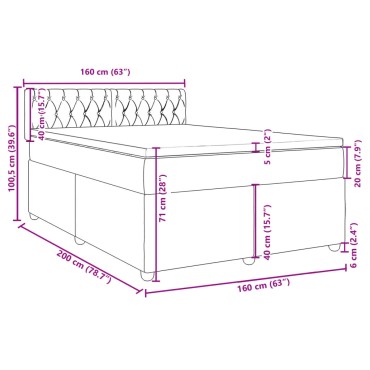 vidaXL Κρεβάτι Boxspring με Στρώμα Μπλε 160x200 εκ. Υφασμάτινο