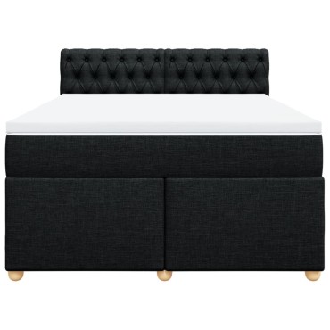 vidaXL Κρεβάτι Boxspring με Στρώμα Μαύρο 140x200 εκ. Υφασμάτινο
