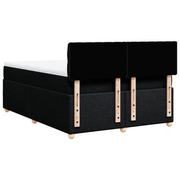 vidaXL Κρεβάτι Boxspring με Στρώμα Μαύρο 140x200 εκ. Υφασμάτινο
