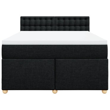 vidaXL Κρεβάτι Boxspring με Στρώμα Μαύρο 140x200 εκ. Υφασμάτινο