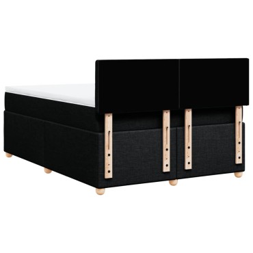 vidaXL Κρεβάτι Boxspring με Στρώμα Μαύρο 140x200 εκ. Υφασμάτινο